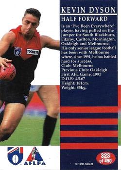 1995 Select AFL #323 Kevin Dyson Back